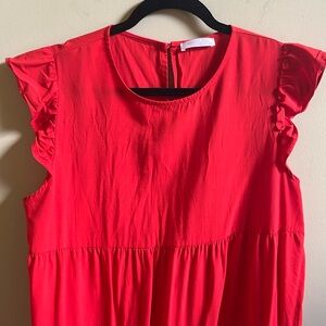 Red flowy dress! Pockets!